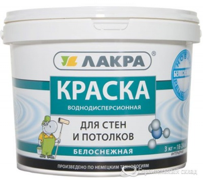 Краска ВД для стен и потолков 6,5кг белоснежная ЛАКРА