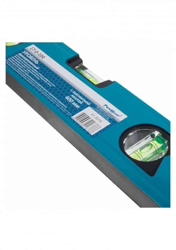 Уровень магнитный алюминиевый 2 глазка+1 зерк.глазок,400мм