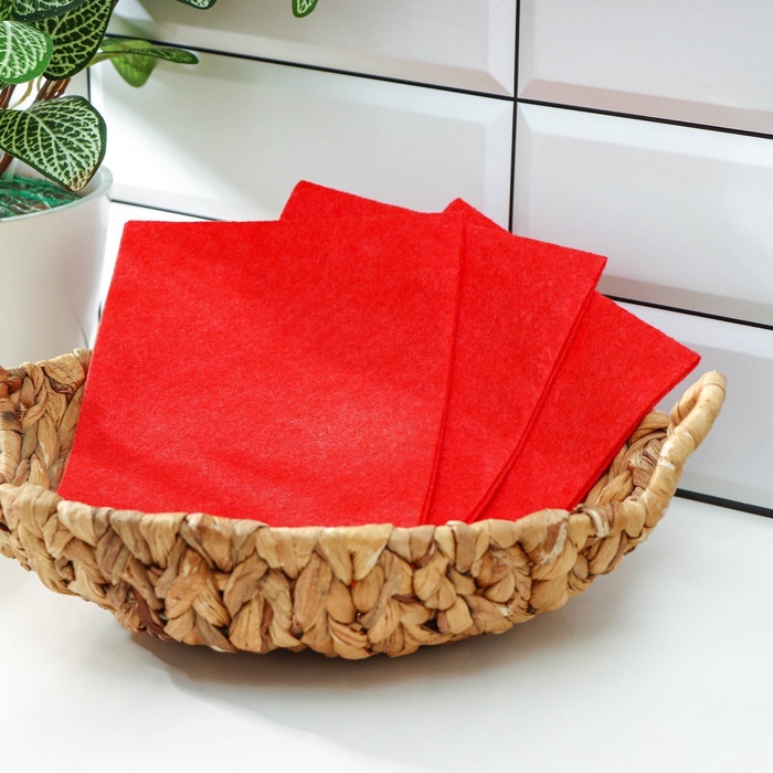 Салфетки вискозные универсальные,тряпки для уборки,3шт, 30х38см, цвет красный