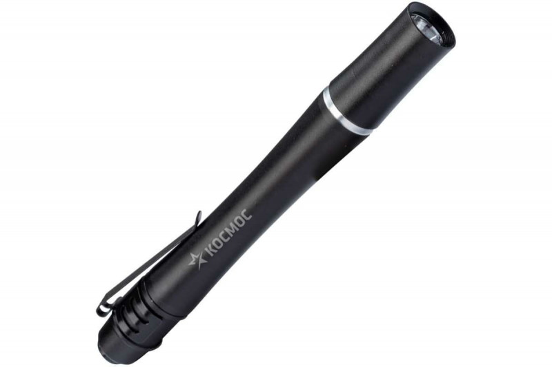 Фонарь ручной 0,5Вт LED 2хААА корпус алюминий зажим КОСМОС