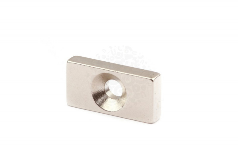 Магнит-прямоугольник неодимовый 25х12х3мм 2-мя зенковками 4/9мм