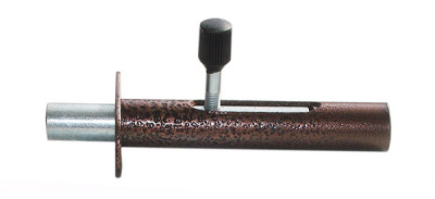 Засов гаражный врезной с круглым ригелем 100*47*18 Медь