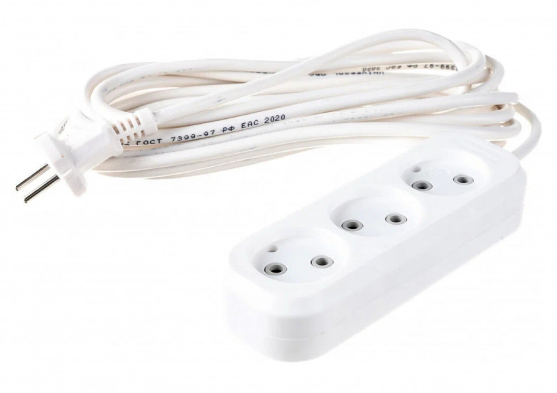 Удлинитель бытовой ПВС 2х0,75 IP20 У6-639М 3х3м б/з 6А UNIVersal