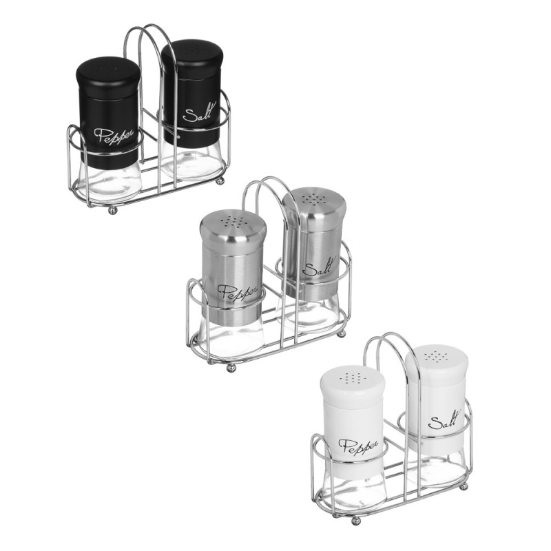 Набор солонок с подставкой нержав сталь стекло 2шт VETTA