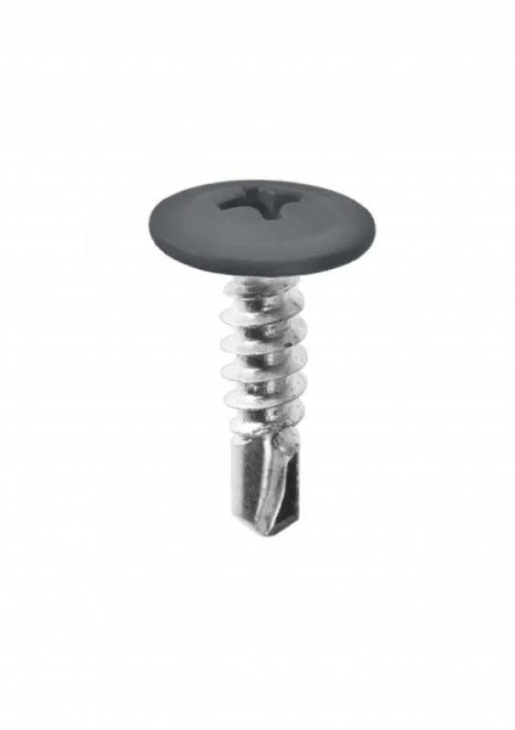 Саморез с пресс-шайбой острый RAL7024 4,2х16 серый графит