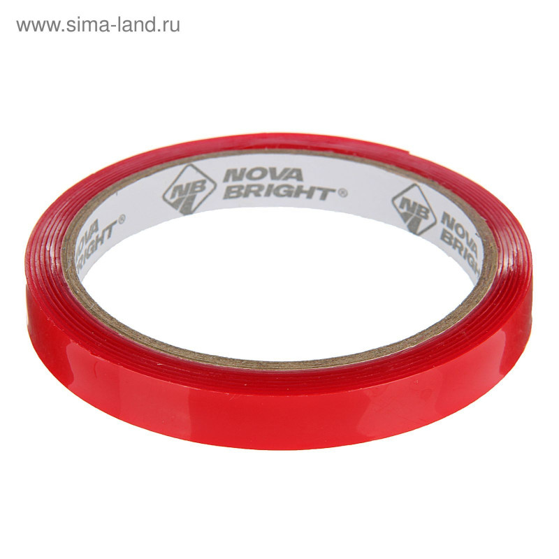 Клейкая лента, прозрачная двухстороння акриловая, 12мм х 2м, Nova Bright