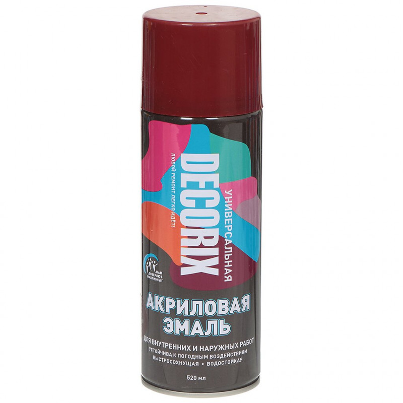 Эмаль аэрозольная 520мл акриловая коричневая DECORIX