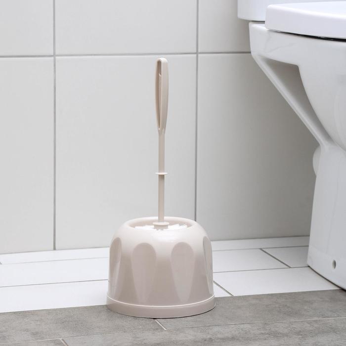 Ершик для унитаза с подставкой, 16х16х36 см, цвет бежевый