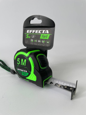 Рулетка магнит,автостоп,лента-2стор шкала - нейлон 5мх25мм, Effecta Fort