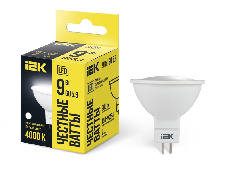 Лампа светодиодная 9Вт софит нейт..бел.230В 4000К GU5.3 IEK