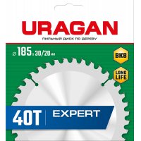 Диск пильный по дереву 185х30/20мм 40Т URAGAN Expert
