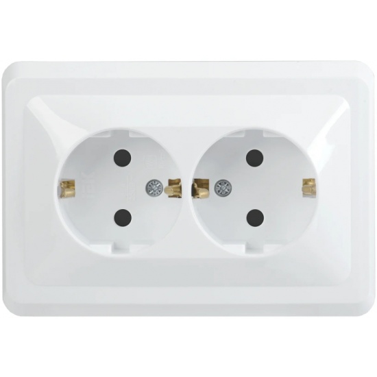 Розетка 2-м СП Вега РС12-3-ВБ с/з 16А белый IEK