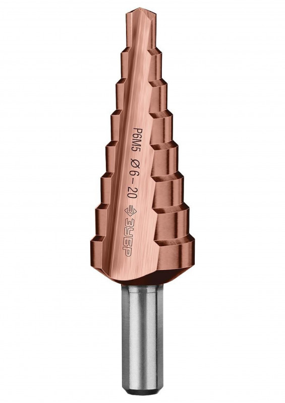 Ступенчатое сверло 6-20мм 8ст. кобальт ЗУБР