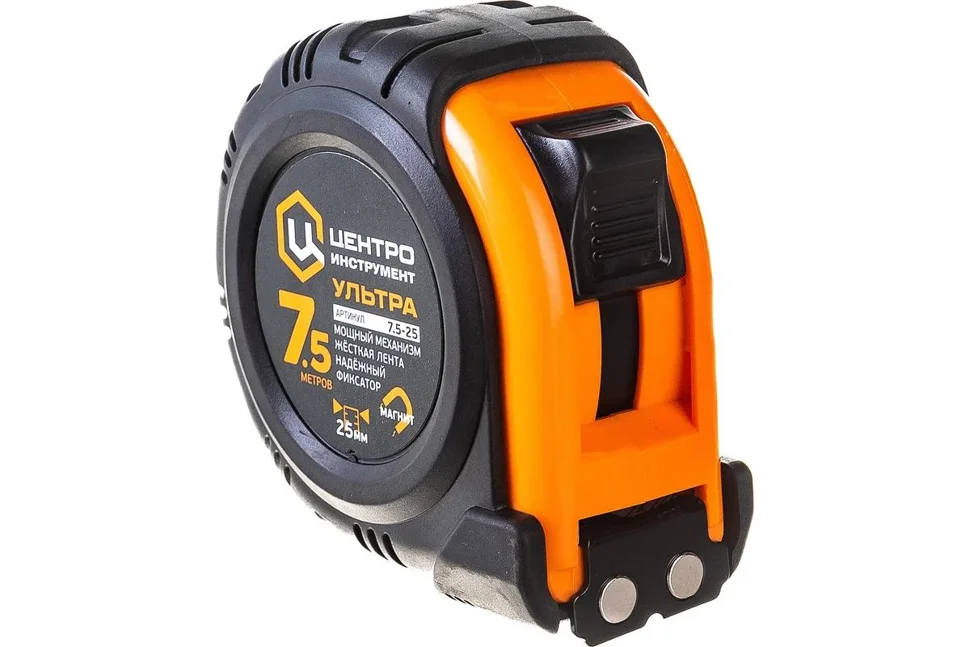 Рулетка магнитная Ультра каучук с фиксатором 7,5х25мм