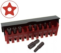 Набор бит Torx с отверстием 5-луч звезда 10шт FORSE