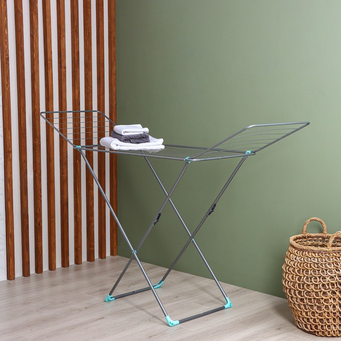 Сушилка для белья напольная складная рабочая длина 18м, высота от пола 95см, ширина 54см, цвет серый