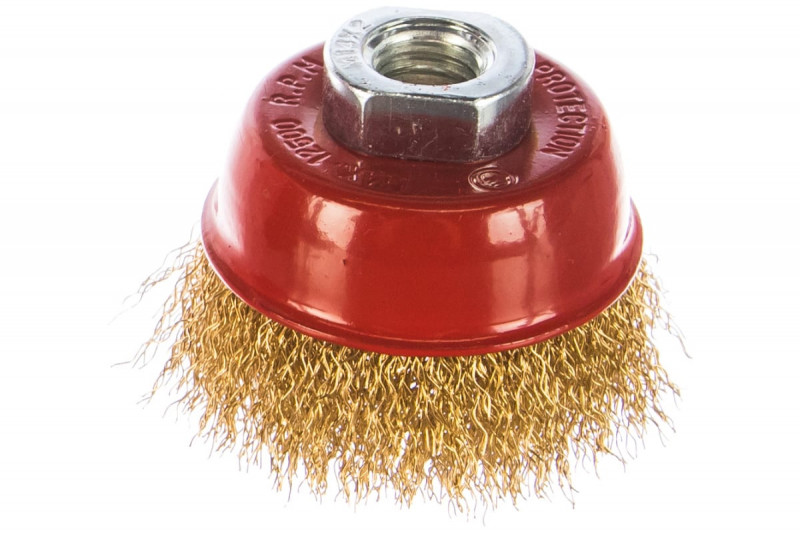 Щетка для УШМ125 мм витая стальная латунерованная проволока 0.3мм ЗУБР